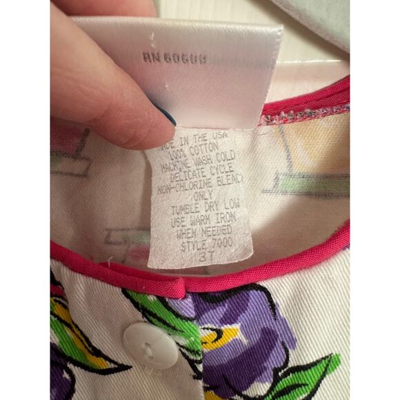 Vintage Ceil Ainsworth NY Flower Pot Cotton Dress Size 3T - Picture 4 of 5